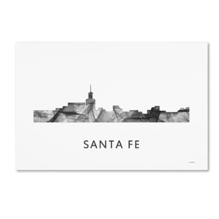 Marlene Watson 'Santa Fe New Mexico Skyline WB-BW' Canvas Art,12x19